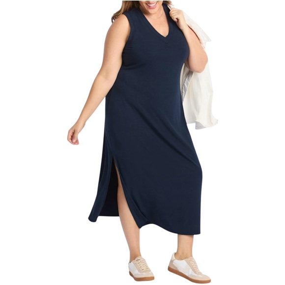 nine britton Dresses & Skirts - Nine Britton Navy Reilly V Neck Shift Dress Size 2X Stitch Fix NEW